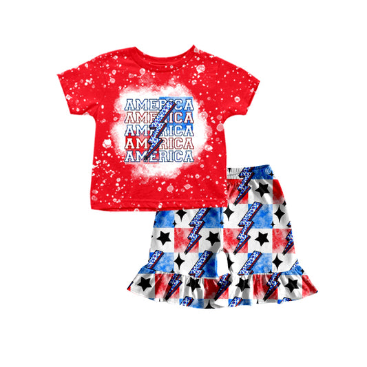 GSSO0954 pre-order baby girl clothes 4th of July patriotic toddler girl summer outfit