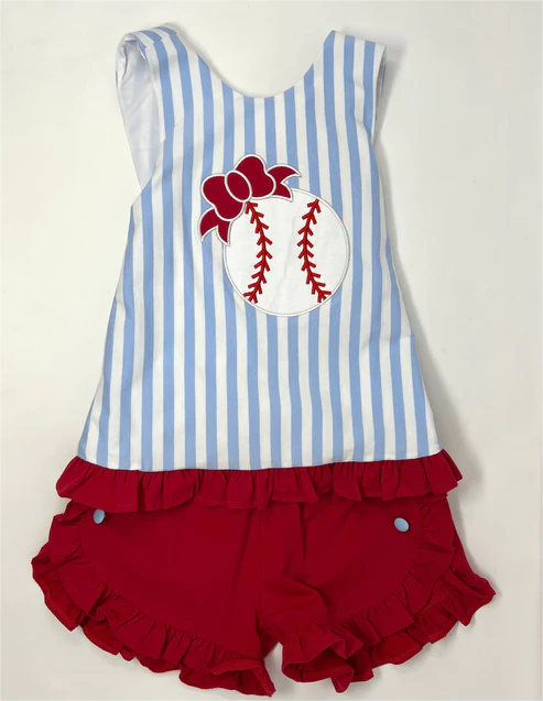 GSSO1019 pre-order baby girl clothes baseball toddler girl summer outfits