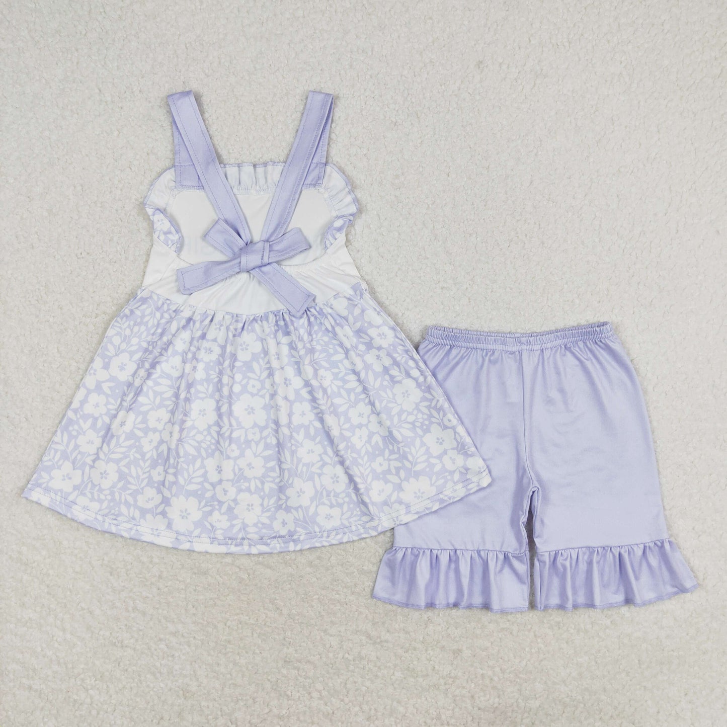 rts no moq GSSO1069 daddy's girl blue floral lace sleeveless shorts set