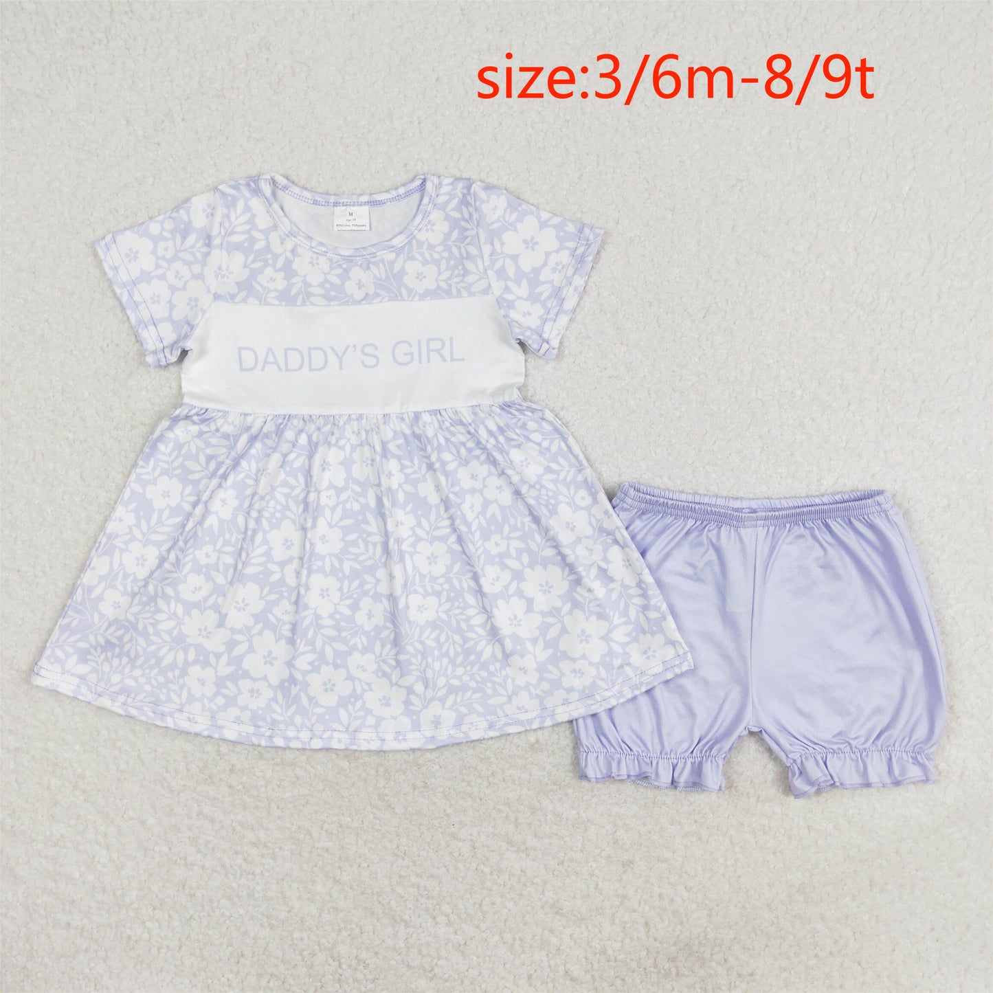 rts no moq GSSO1070 daddy's girl blue floral short-sleeved shorts suit