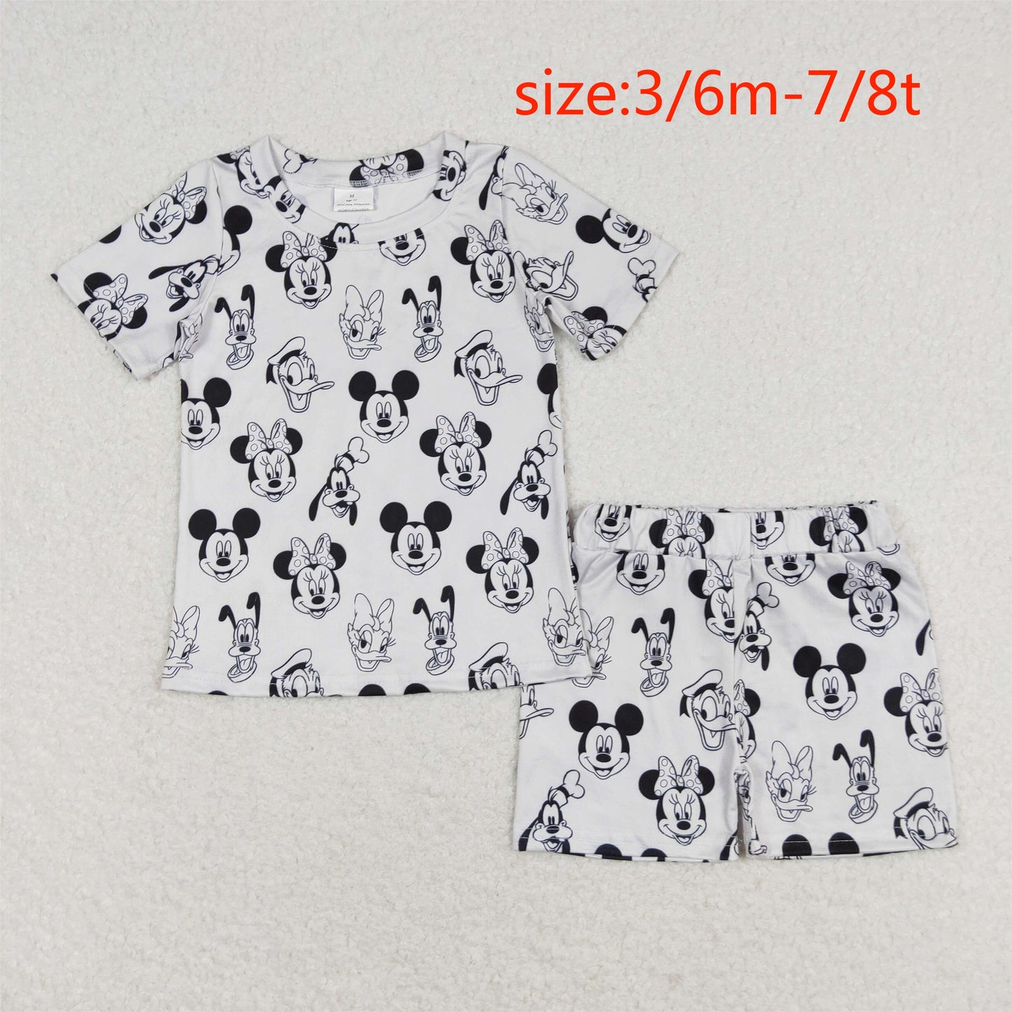 rts no moq GSSO1151 Mickey and Minnie light gray short-sleeved shorts suit