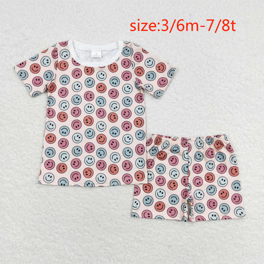 rts no moq GSSO1160 Smiley short-sleeved shorts set