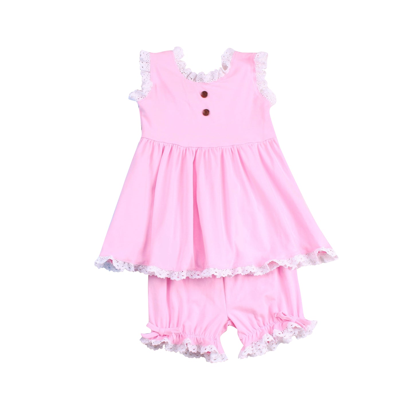 no moq GSSO1471 PRE-ORDER baby girls clothes pink sleeveless shorts set-2024.10.11