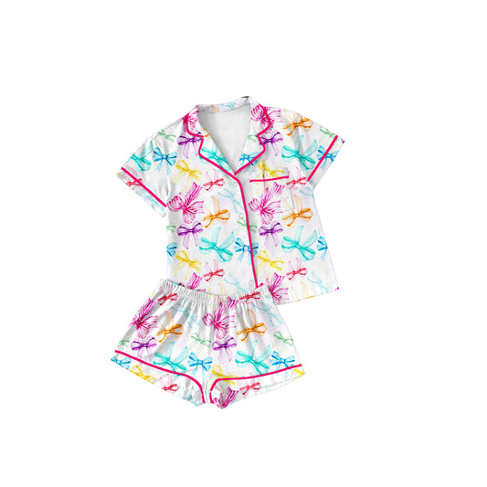 no moq GSSO1479 pre-order Adult women easter short sleeve shorts pajama set-2024.10.14