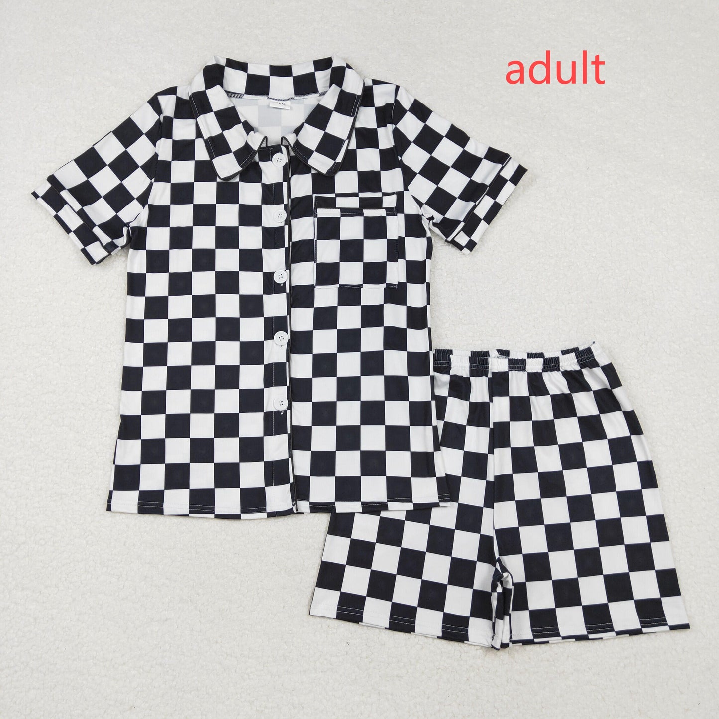 RTS NO MOQ Adult Girls Button Short Sleeve Shorts Pajama Set & kids shorts sets