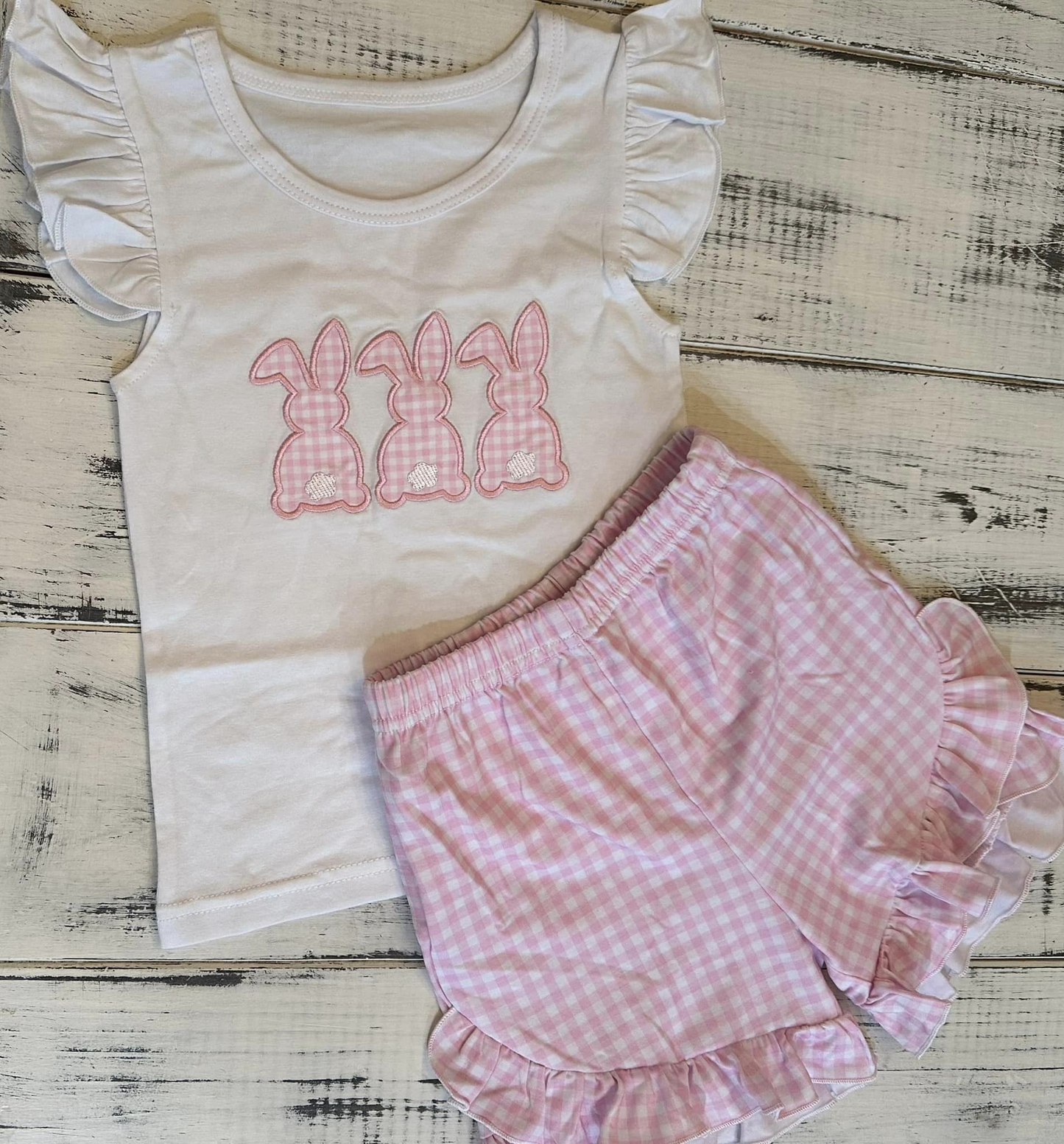 no moq GSSO1636 PRE-ORDER baby girl clothes easter pink short sleeve shorts set-2024.11.18