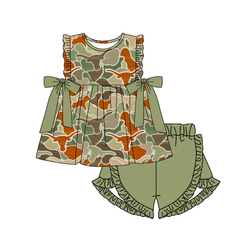 no moq GSSO1677 PRE-ORDER baby girl clothes camouflage sleeveless shorts set-2024.11.28