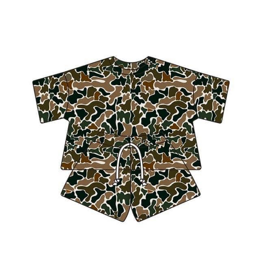 no moq GSSO1682 pre-order Adult women camouflage short sleeve shorts set-2024.11.28