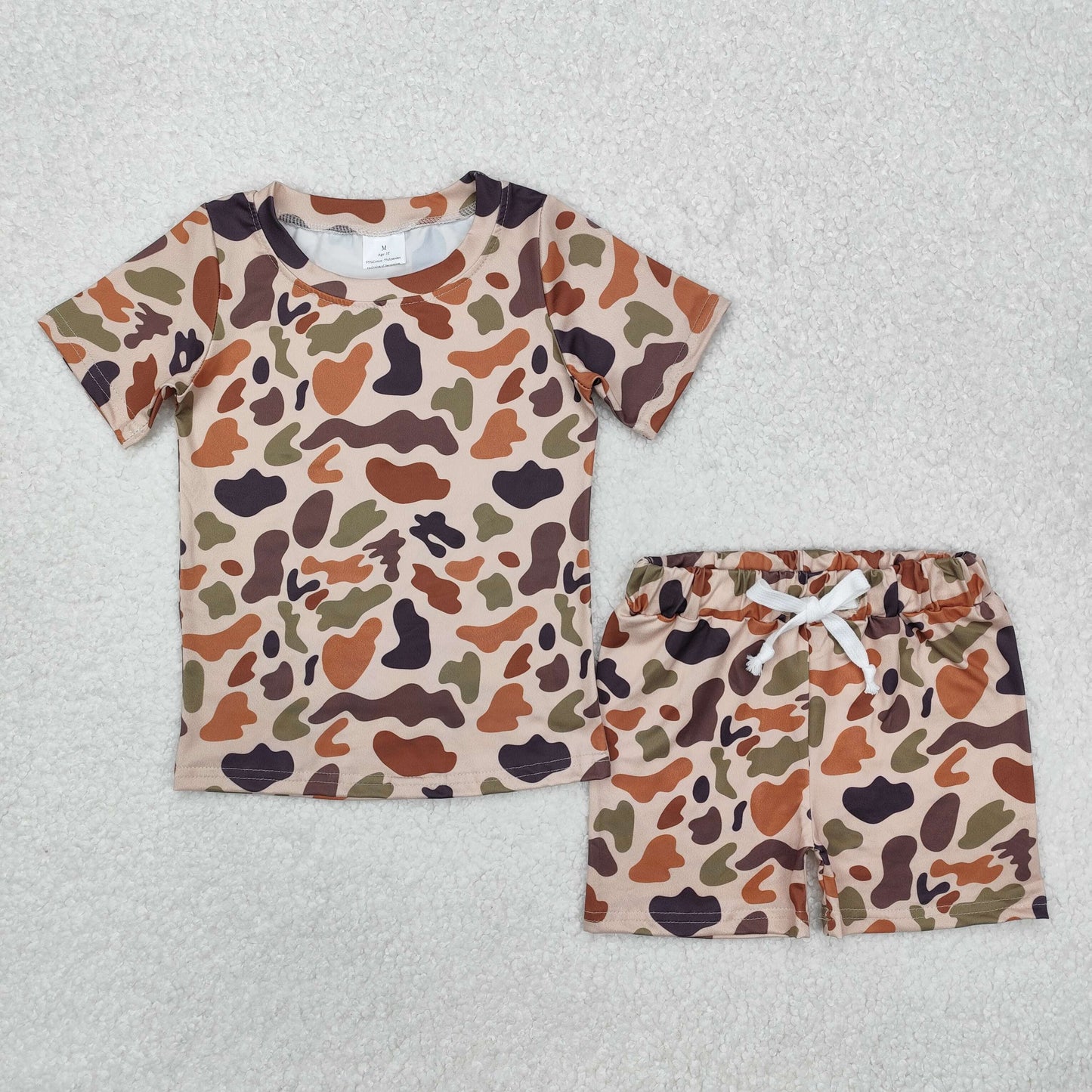 RTS NO MOQ ETA 5/7days Arrived GSSO1724 Brown camouflage short-sleeved shorts set