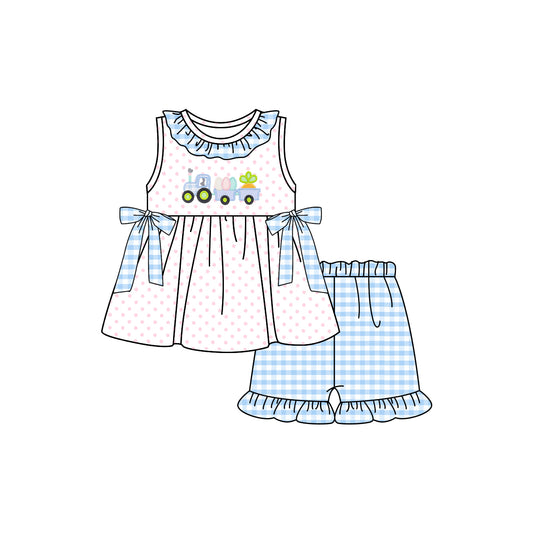 no moq GSSO1729 PRE-ORDER baby girl clothes easter sleeveless shorts set-2024.12.6