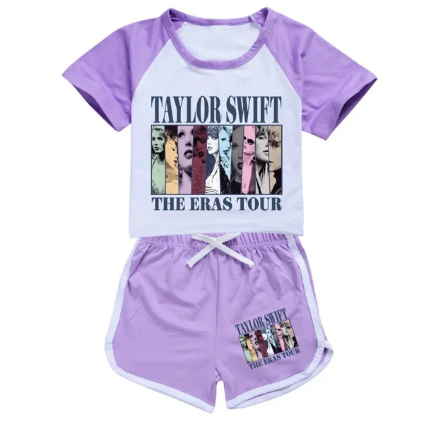 no moq GSSO1737 PRE-ORDER baby girl clothes taylor swift short sleeve shorts set-2024.12.9