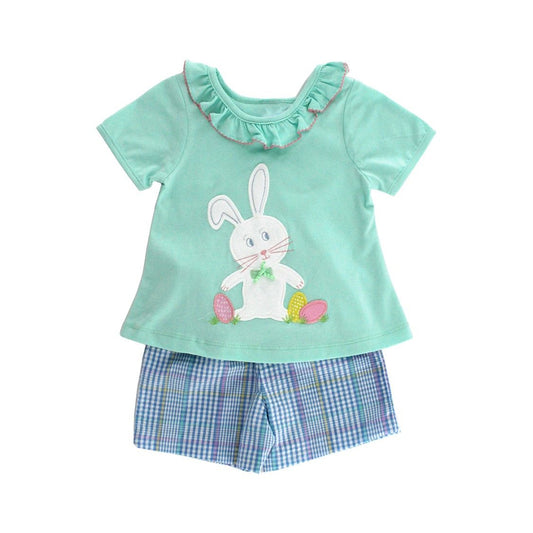 no moq GSSO1756 PRE-ORDER baby girl clothes easter green short sleeve shorts set-2024.12.11