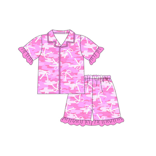 no moq GSSO1827 PRE-ORDER baby girls clothes camouflage pink short sleeve shorts set-2024.12.20