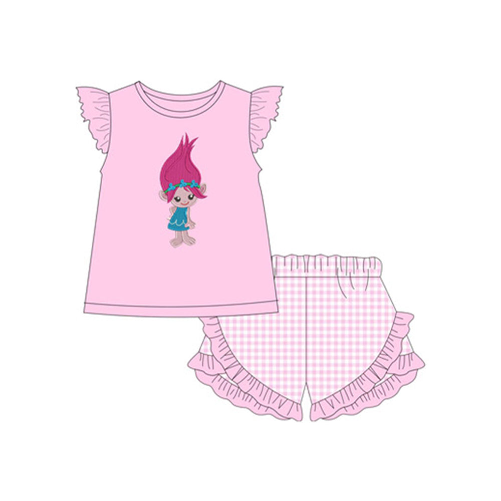 no moq GSSO1851 PRE-ORDER baby girls clothes flying sleeve shorts set-2024.12.24