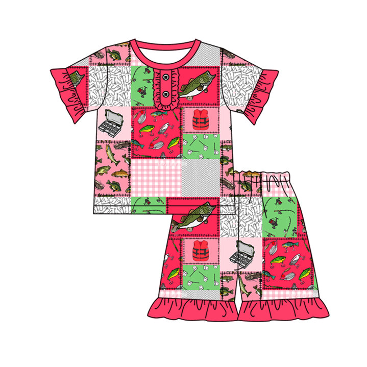 no moq GSSO1854 PRE-ORDER baby girls clothes fish short sleeve shorts set-2024.12.24