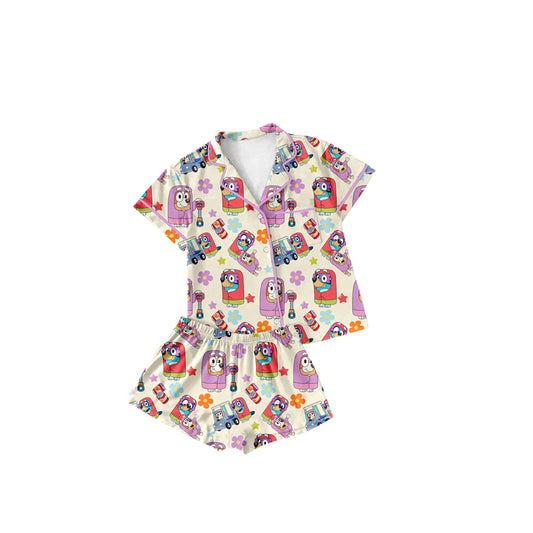 no moq GSSO1873 PRE-ORDER baby girl clothes cartoon dog short sleeve shorts set-2024.12.27