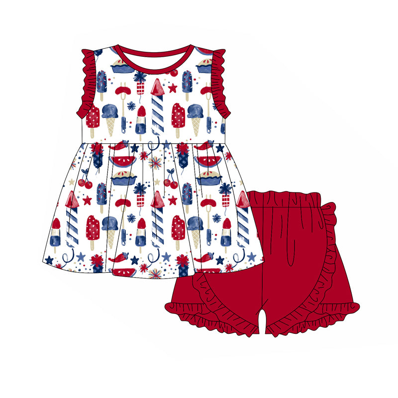 no moq GSSO1893 PRE-ORDER baby girl clothes sleeveless shorts set-2024.12.30