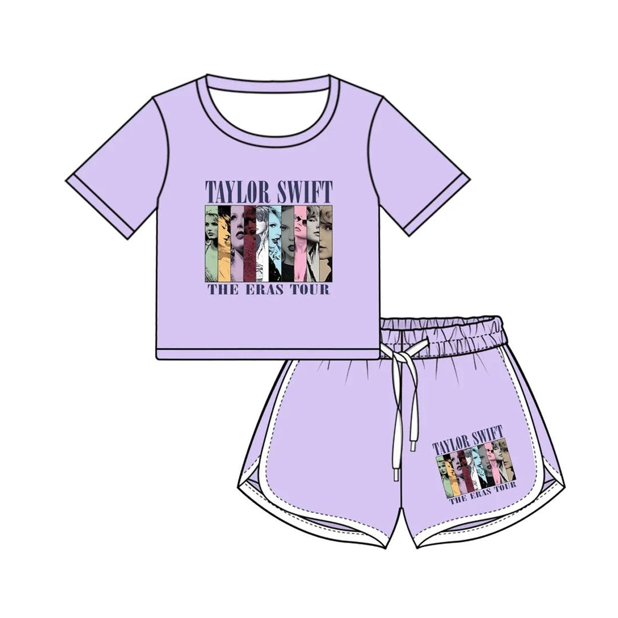 no moq GSSO1908 pre-order Adult women taylor swift purple short sleeve shorts set-2024.12.31