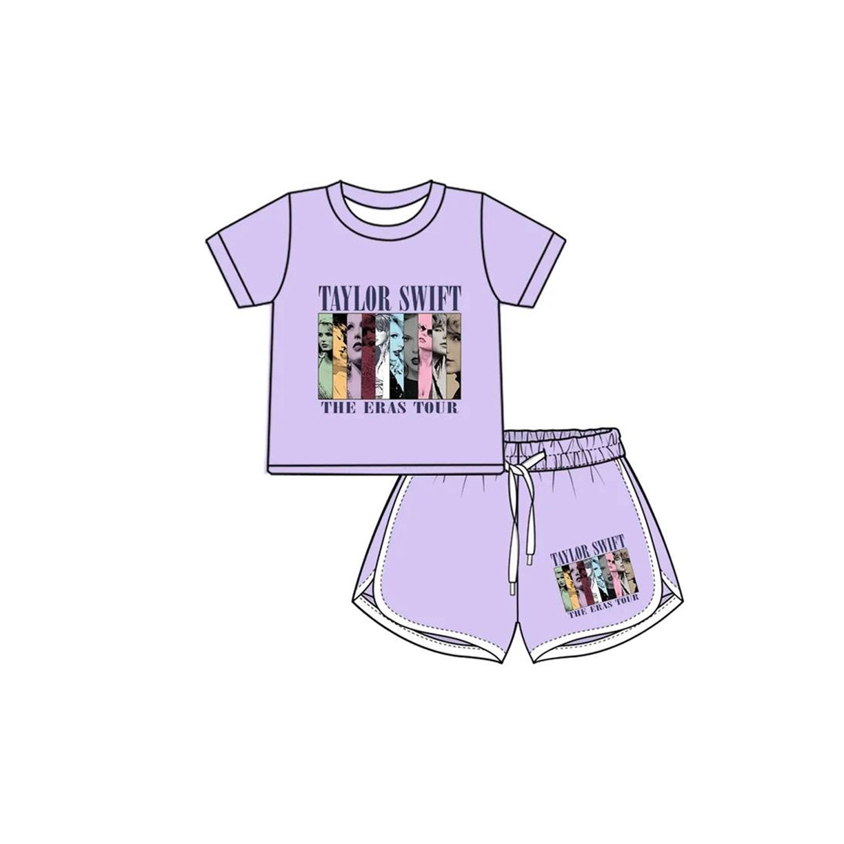 no moq GSSO1909 PRE-ORDER baby girl clothes taylor swift purple short sleeve shorts set-2024.12.31