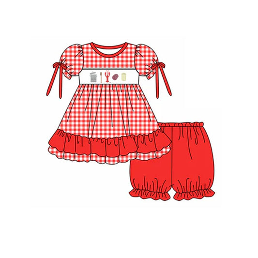 no moq GSSO1958 PRE-ORDER baby girl clothes crayfish short sleeve shorts set-2025.1.7