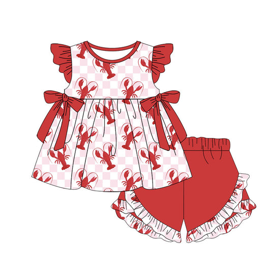 no moq GSSO1977 PRE-ORDER baby girl clothes crayfish sleeveless shorts set-2025.1.9