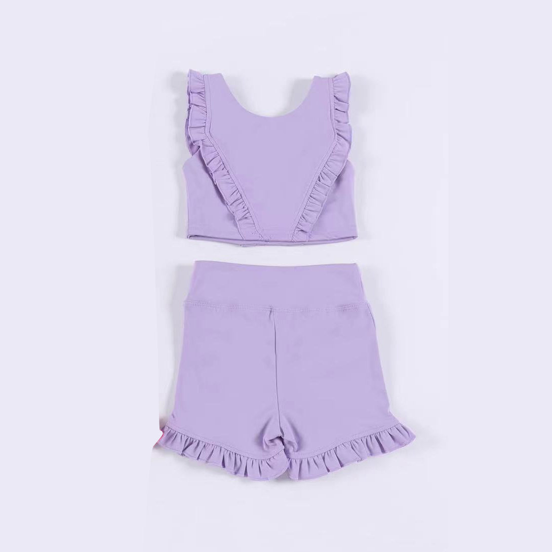 no moq GSSO1998 pre-order baby girls clothes yoga purple sleeveless sets-2025.1.10