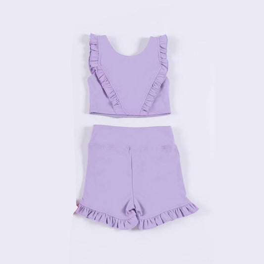 no moq GSSO1998 pre-order baby girls clothes yoga purple sleeveless sets-2025.1.10