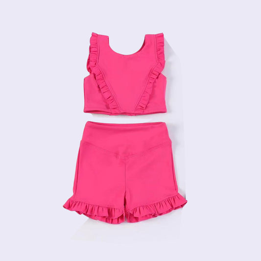 no moq GSSO1999 pre-order baby girls clothes yoga pink sleeveless sets-2025.1.10