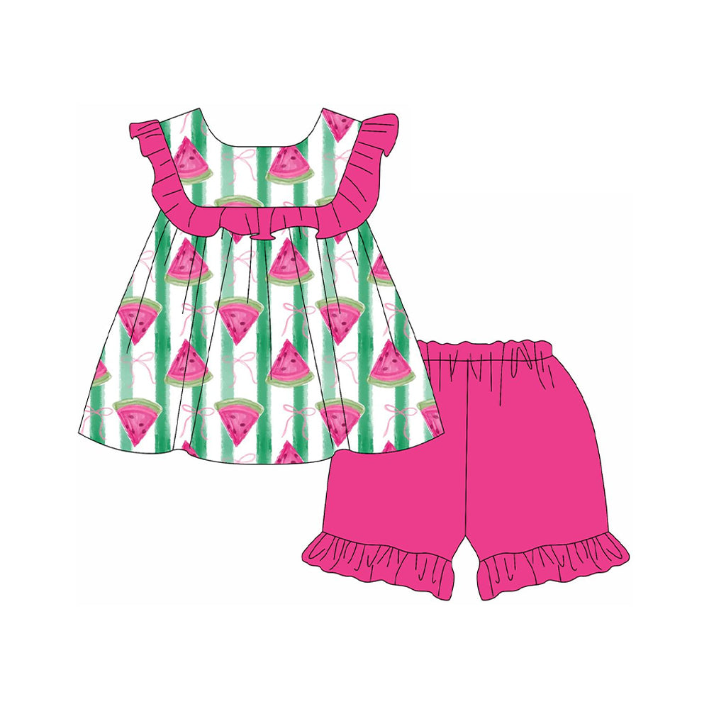 no moq GSSO2024 PRE-ORDER baby girl clothes watermelon sleeveless shorts set-2025.1.14