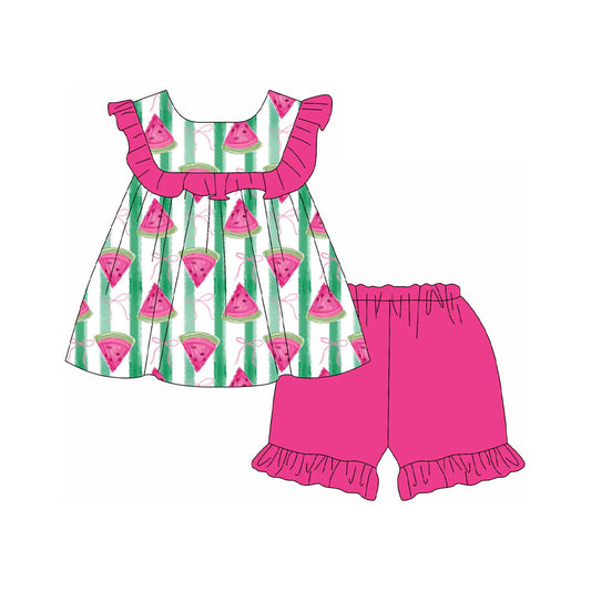 no moq GSSO2024 PRE-ORDER baby girl clothes watermelon sleeveless shorts set-2025.1.14