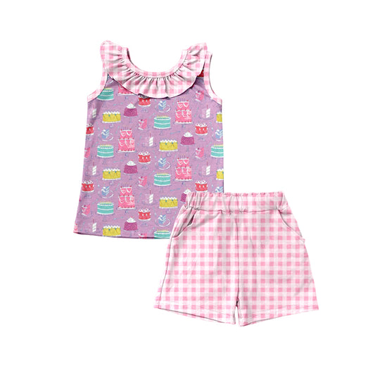 no moq GSSO2040 PRE-ORDER baby girl clothes cake flying sleeve shorts set-2025.1.15