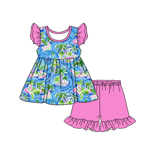 no moq GSSO2050 PRE-ORDER baby girl clothes flying sleeve shorts set-2025.1.16