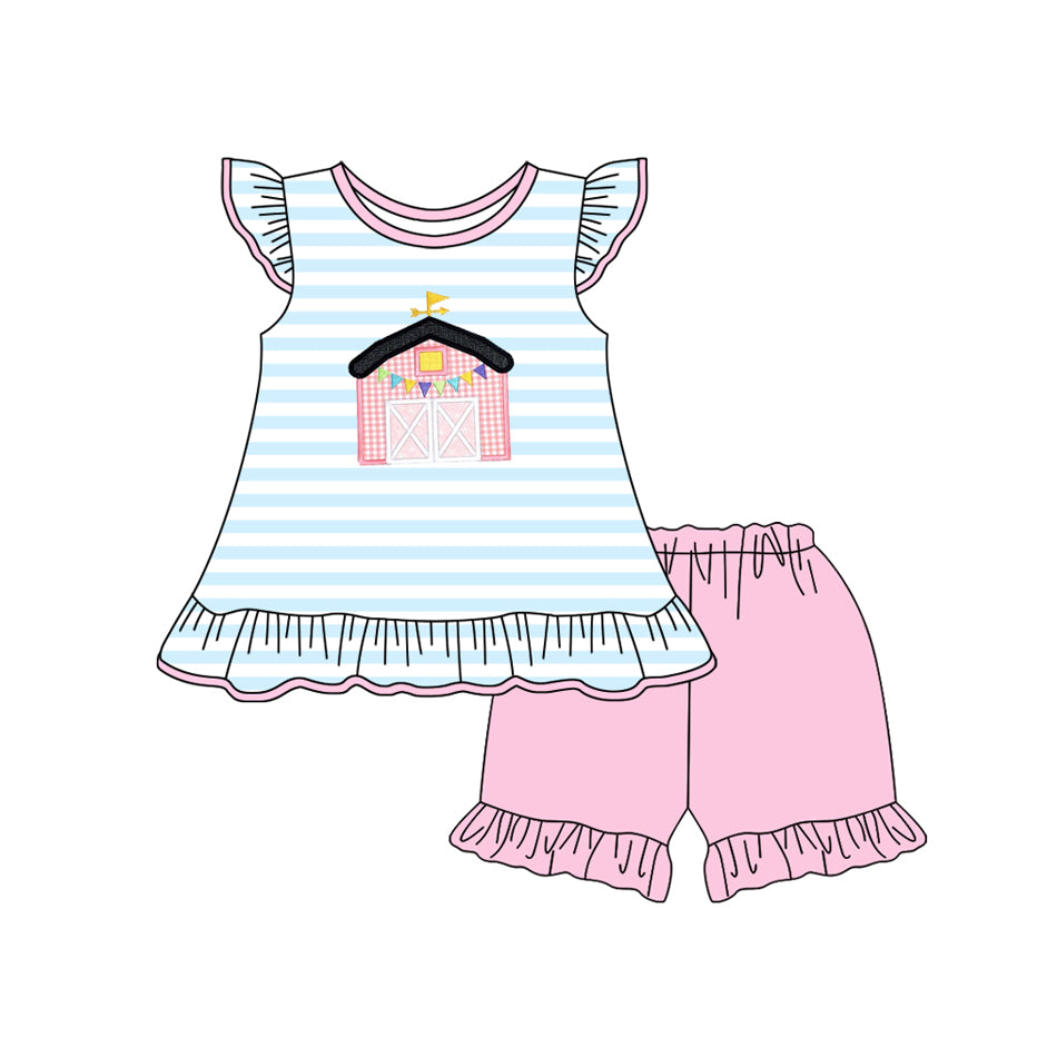 no moq GSSO2088 PRE-ORDER baby girl clothes flying sleeve shorts set-2025.1.20