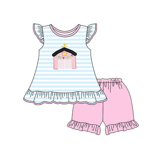 no moq GSSO2088 PRE-ORDER baby girl clothes flying sleeve shorts set-2025.1.20