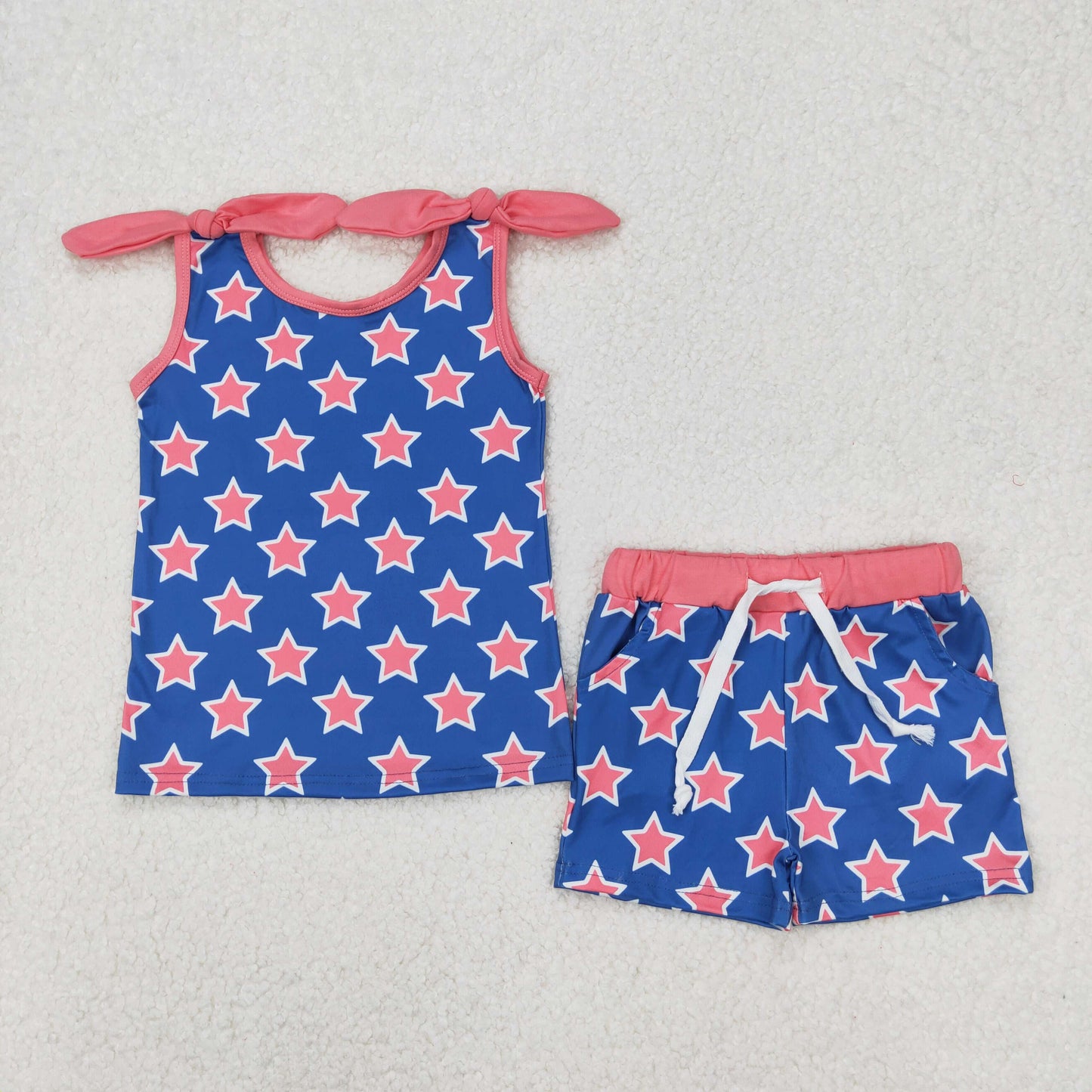 RTS NO MOQ girls short-sleeved shorts suit & short-sleeved set