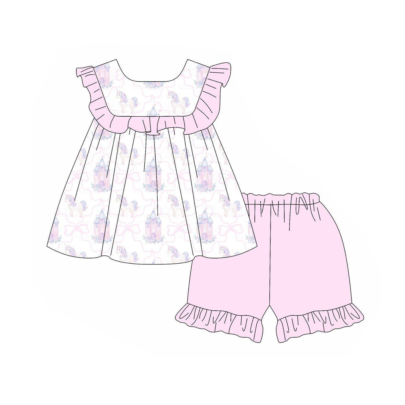 no moq PRE-ORDER baby girl clothes floral short sleeve shorts sets dress romper-2025.2.20