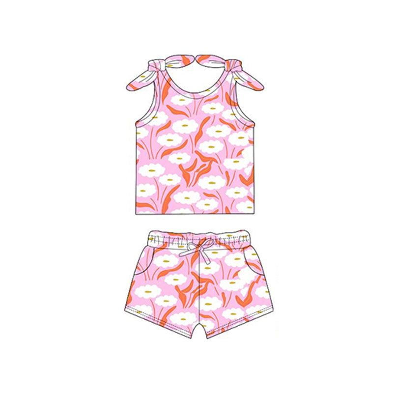 no moq PRE-ORDER baby Girls boys clothes floral Short Sleeve Shorts yoga sets dress-2025.2.21