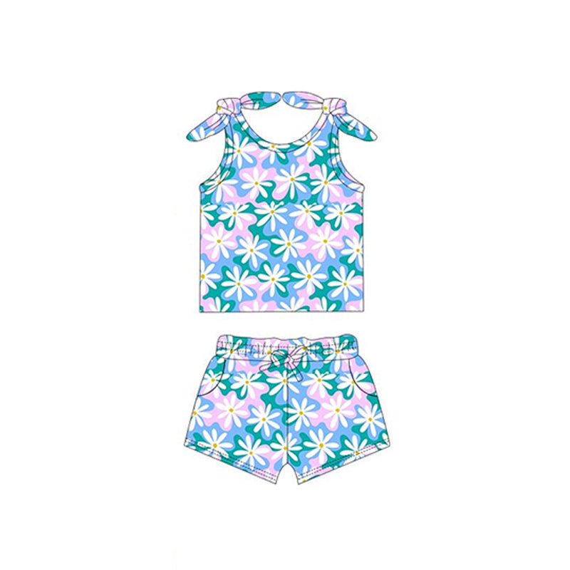 no moq PRE-ORDER baby Girls boys clothes floral Short Sleeve Shorts yoga sets dress-2025.2.21