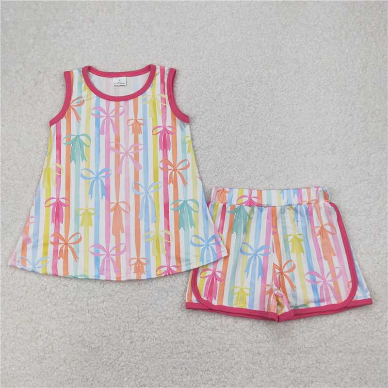 RTS NO MOQ girls short-sleeved shorts suit & short-sleeved sets