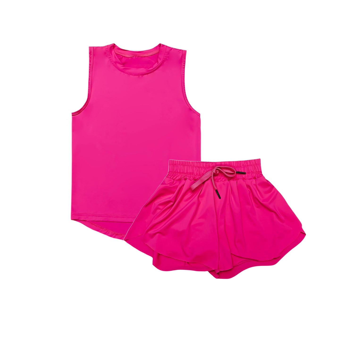 no moq GSSO2500 PRE-ORDER baby girl clothes rose red sleeveless skirts shorts set-2025.3.21