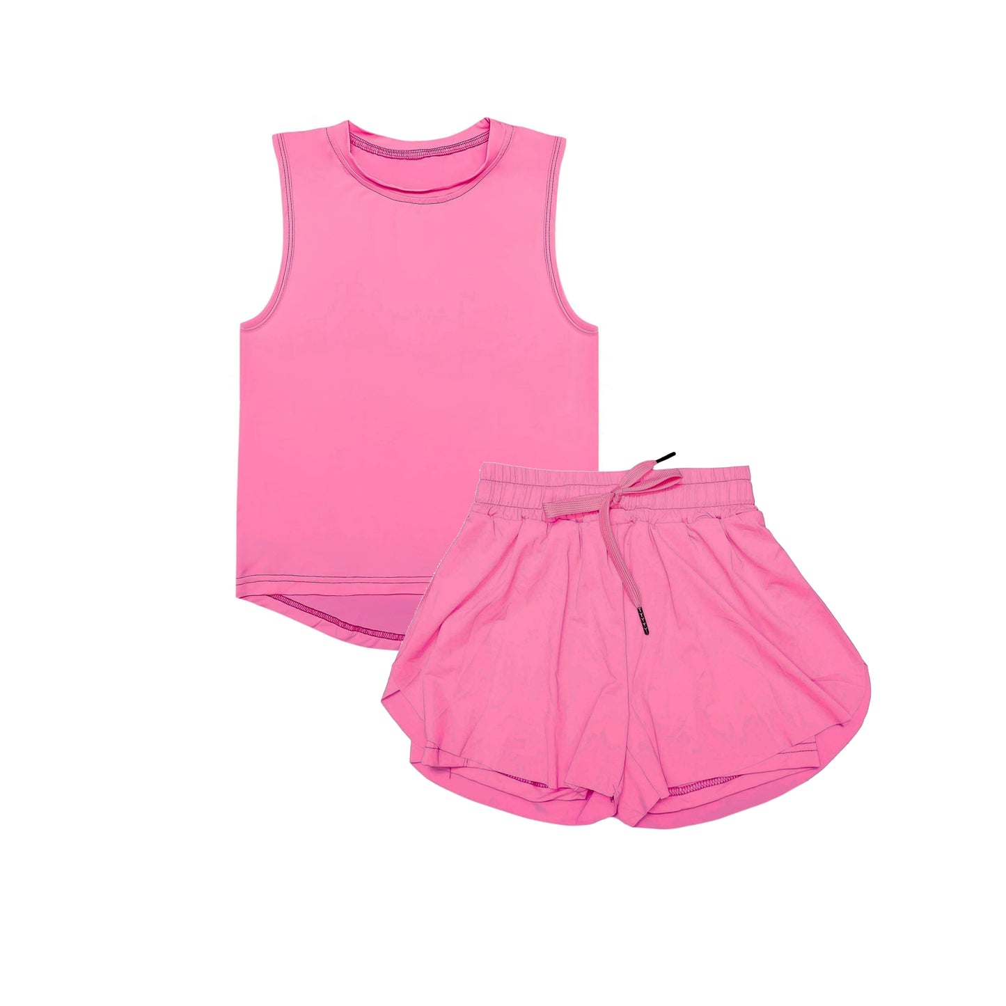 no moq GSSO2501 PRE-ORDER baby girl clothes pink sleeveless skirts shorts set-2025.3.21