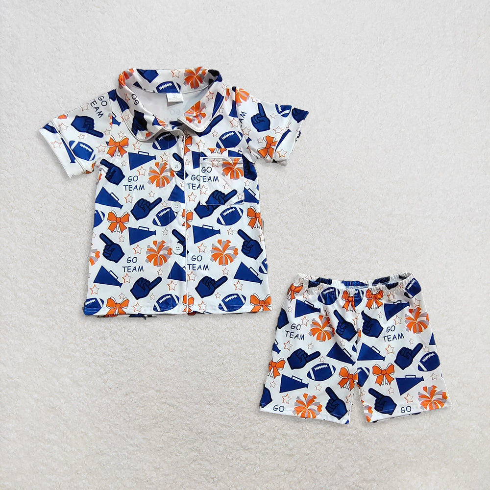 RTS NO MOQ Sibling baby girl clothes team cheer skirt yoga sets and shorts sets