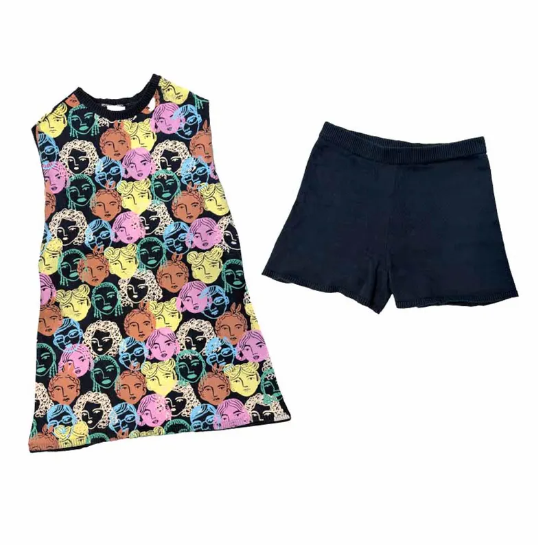 no moq GSSO2682 PRE-ORDER baby girls clothes black sleeveless shorts set-2025.6.10
