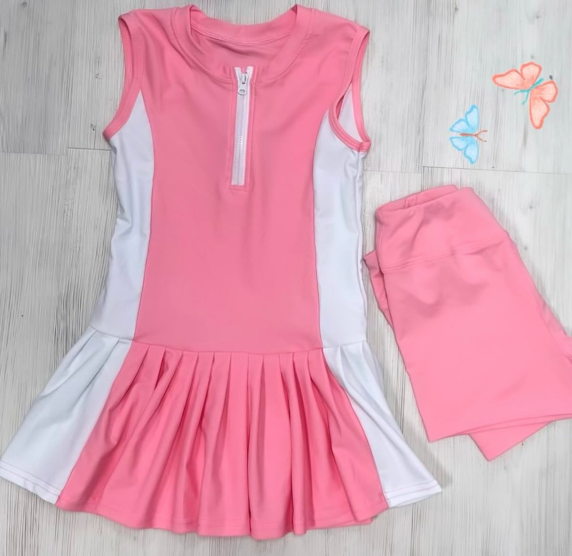 no moq GSSO2687 PRE-ORDER baby girl clothes yoga pink and white sleeveless shorts set-2025.6.21