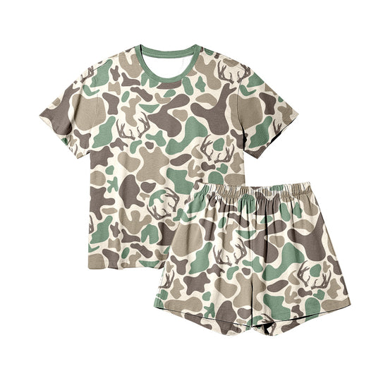 (Pre Order) No moq GSSO2710 Pre-order adult clothes camouflage short sleeve shorts set-25.9.19