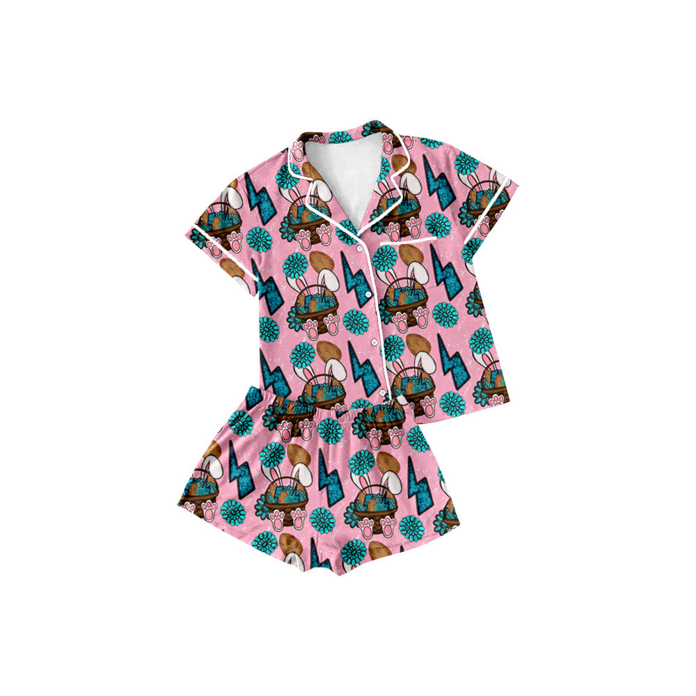 (Pre Order) No moq GSSO2746 PRE-ORDER baby girls clothes easter short sleeve shorts set-2025.10.10