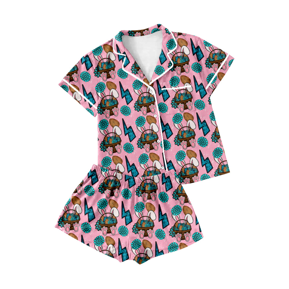 (Pre Order) No moq GSSO2747 Pre-order adult clothes easter short sleeve shorts set-25.10.10