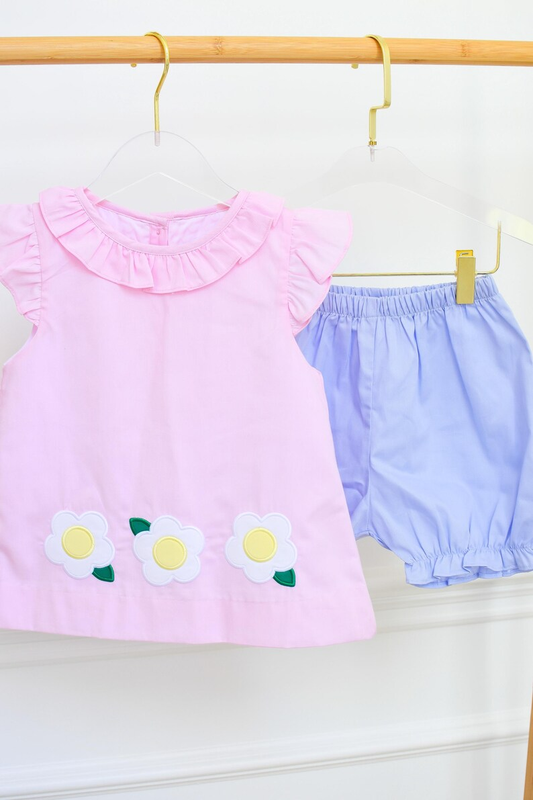 (Pre Order) No moq GSSO2779 PRE-ORDER baby girls clothes floral short sleeve shorts set-2025.10.23