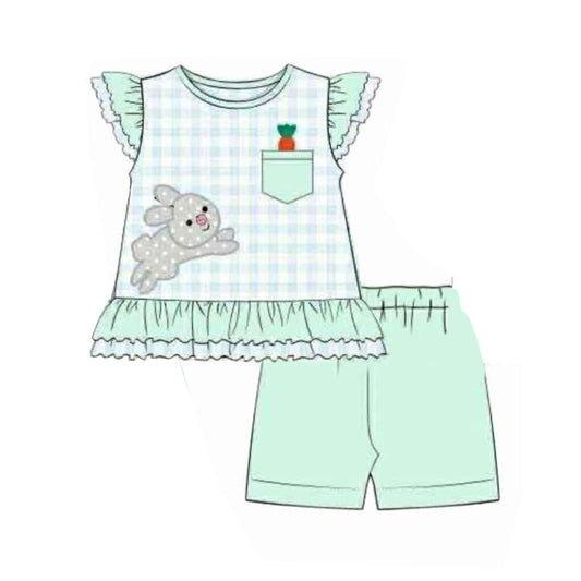 (Pre Order) No moq GSSO2786 PRE-ORDER baby girls clothes easter flying sleeve shorts set-2025.10.24
