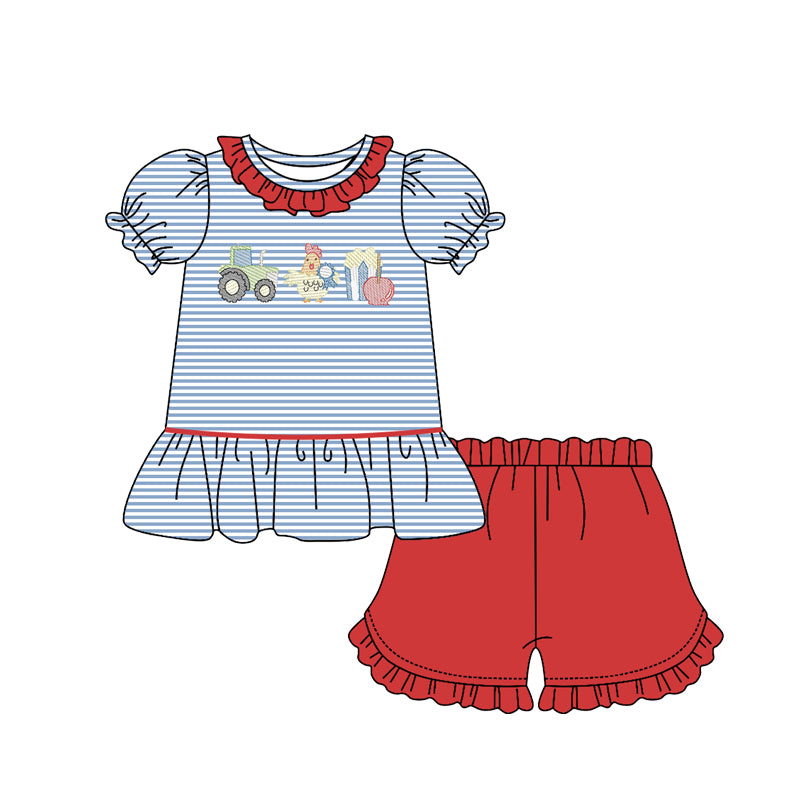 (Pre Order) No moq GSSO2791 PRE-ORDER baby girls clothes short sleeve shorts set-2025.10.24